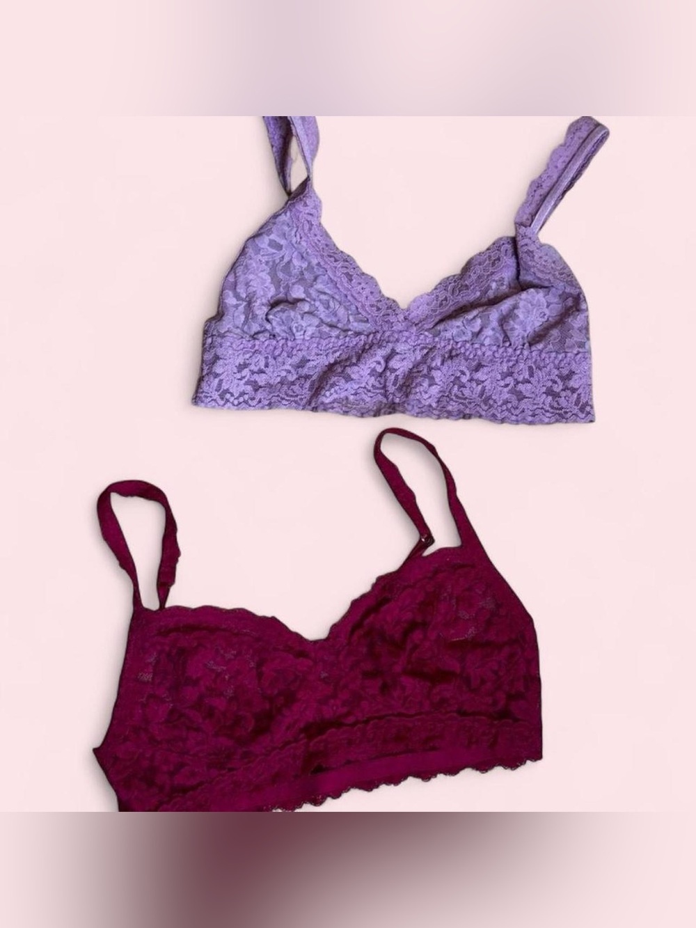 Hanky Panky Lace Bralette Duo in Lavender and Berry